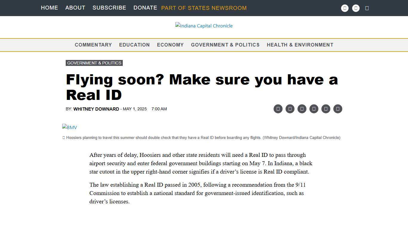 Flying soon? Make sure you have a Real ID • Indiana Capital Chronicle