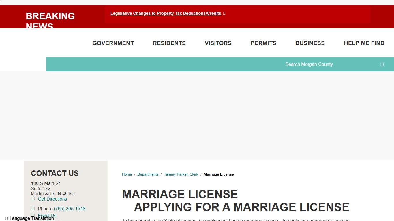 Marriage License / Morgan County, Indiana