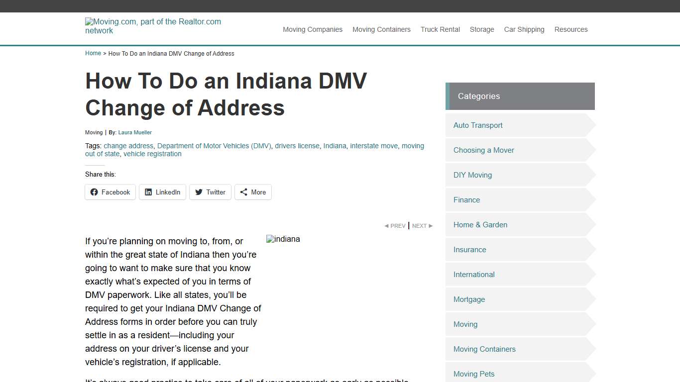 How To Do an Indiana DMV Change of Address - Moving.com